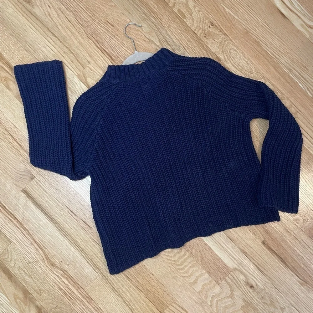 Aerie Chunky Cable Knit Lace Up Blue Sweater Size Small